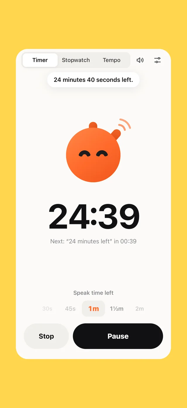 Tock saying 12 minutes left