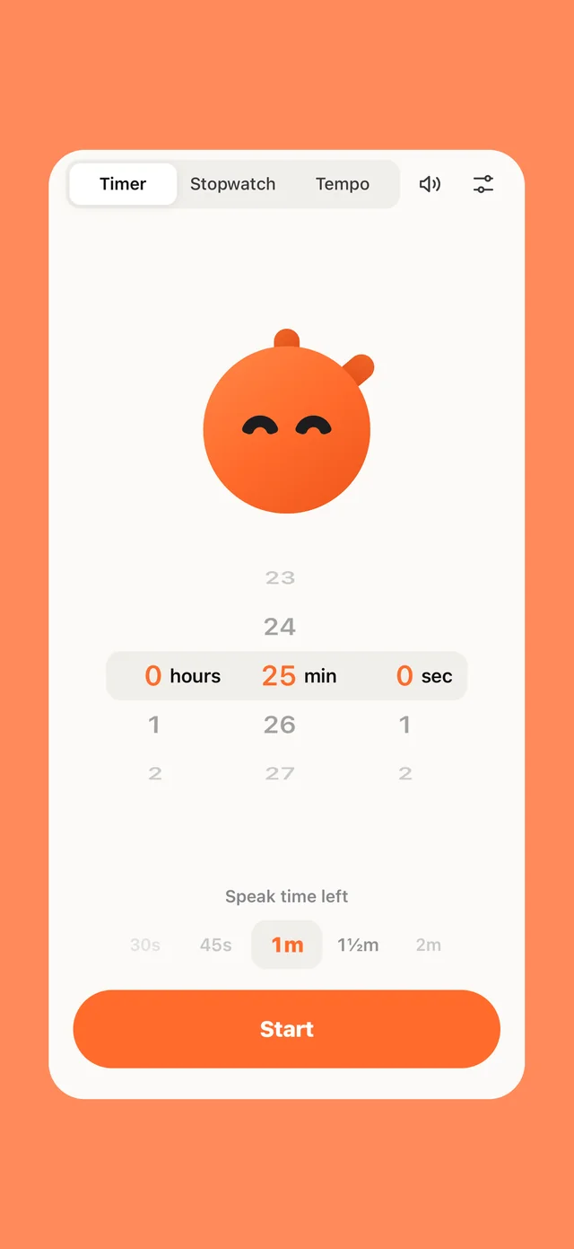 The timer, with iPhone-style wheels